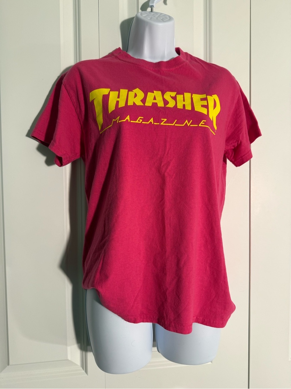 Thrasher Bright Pink Crewneck Tee with Black Label